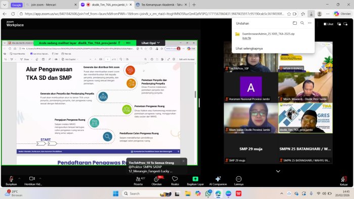 Operator dan Tim Teknis TKA MTsN 8 Bungo Ikuti Sosialisasi Pendataan Infrastruktur TKA Jenjang SMP/MTs Secara Daring