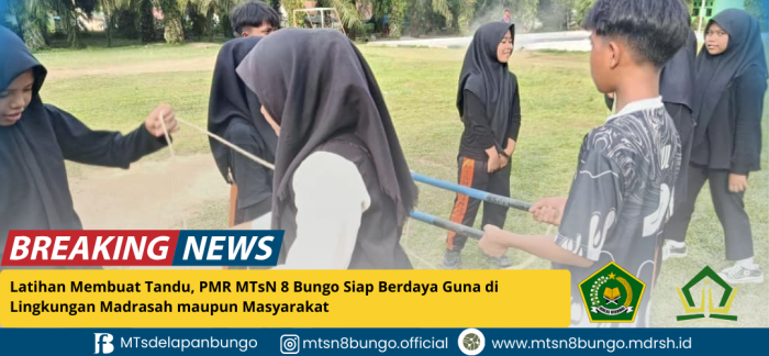 Latihan Membuat Tandu, PMR MTsN 8 Bungo Siap Berdaya Guna di Lingkungan Madrasah maupun Masyarakat