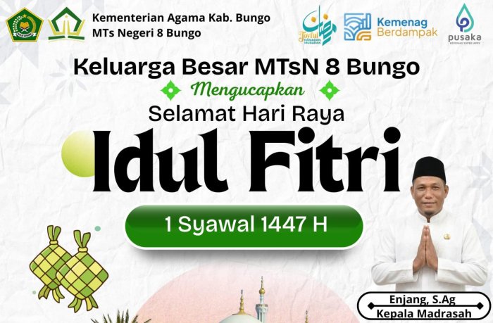 Semarak Idul Fitri 1447 H, Keluarga Besar MTsN 8 Bungo Sampaikan Doa dan Harapan Penuh Makna