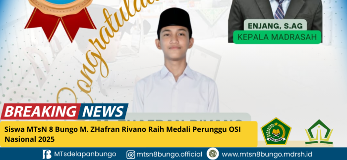 Siswa MTsN 8 Bungo M. ZHafran Raih Medali Perunggu OSI Nasional 2025