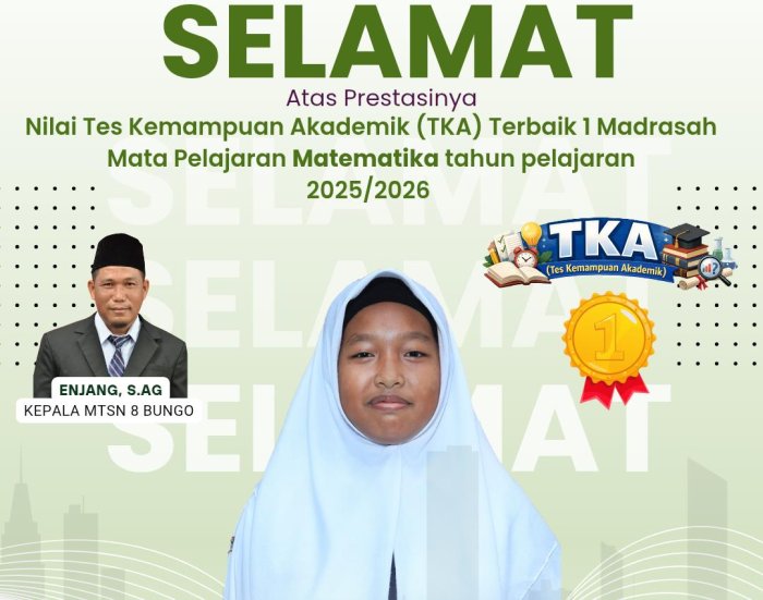 Siti Rahma Diana Raih Nilai TKA Matematika Tertinggi MTsN 8 Bungo Tahun Pelajaran 2025/2026 Siti Rahma Diana Raih Nilai TKA Matematika Tertinggi MTsN 8 Bungo Tahun Pelajaran 2025/2026