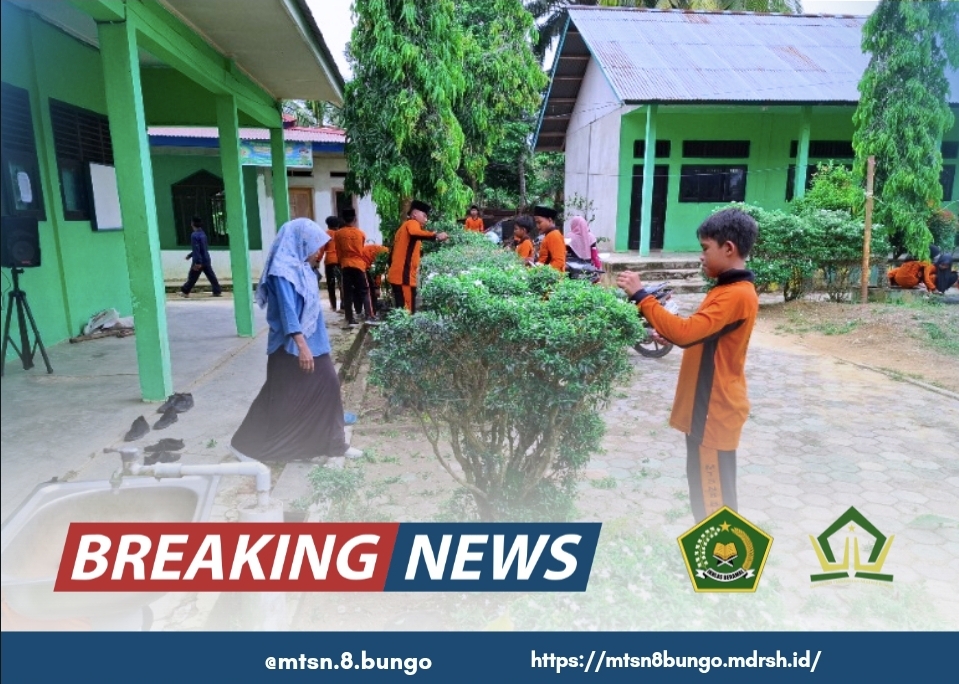 SAMBUT ASESMEN AKHIR KELAS 9, MTSN 8 BUNGO ADAKAN GOTONG ROYONG 