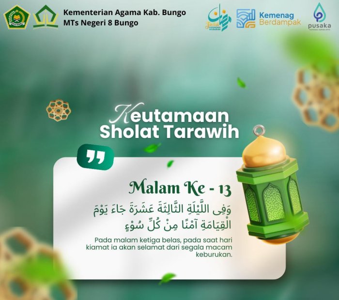 MTsN 8 Bungo Menguatkan Spirit Ramadhan melalui Pesan Keutamaan Sholat Tarawih Malam ke-13