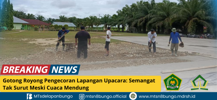 Gotong Royong Pengecoran Lapangan Upacara: Semangat Tak Surut Meski Cuaca Mendung