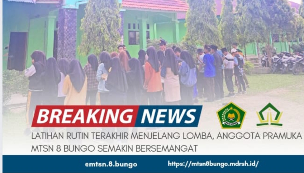 LATIHAN RUTIN TERAKHIR MENJELANG LOMBA, ANGGOTA PRAMUKA MTSN 8 BUNGO SEMAKIN BERSEMANGAT 