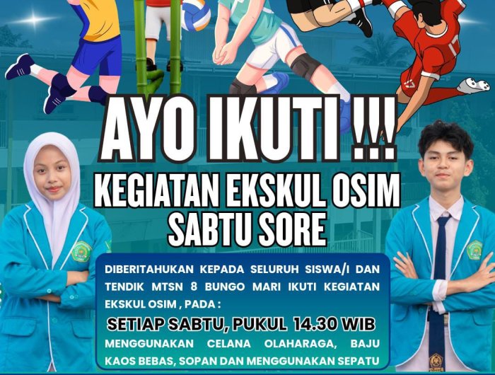 Ayo Ikuti Kegiatan Ekstrakurikuler OSIM MTsN 8 Bungo, Wadah Mengembangkan Bakat, Prestasi, dan Karakter Siswa Ayo Ikuti Kegiatan Ekstrakurikuler OSIM MTsN 8 Bungo, Wadah Mengembangkan Bakat, Prestasi, dan Karakter Siswa