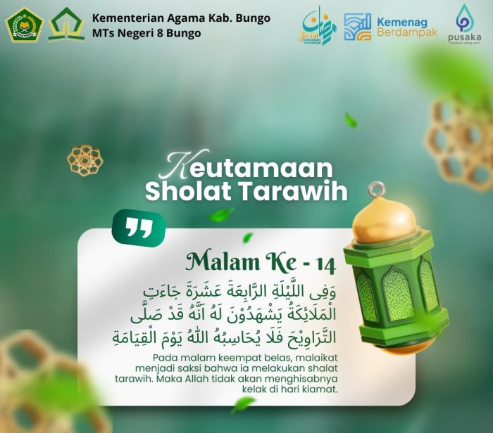 Keutamaan Sholat Tarawih Malam ke-14, MTsN 8 Bungo Ajak Siswa Raih Keberkahan Ramadhan