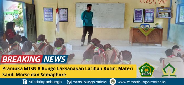 Pramuka MTsN 8 Bungo Laksanakan Latihan Rutin: Materi Sandi Morse dan Semaphore