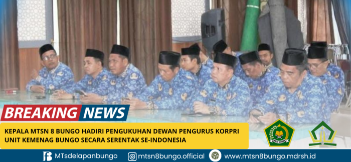 Kepala MTsN 8 Bungo Hadiri Pengukuhan Dewan Pengurus KORPRI Unit Kemenag Bungo Secara Serentak se-Indonesia