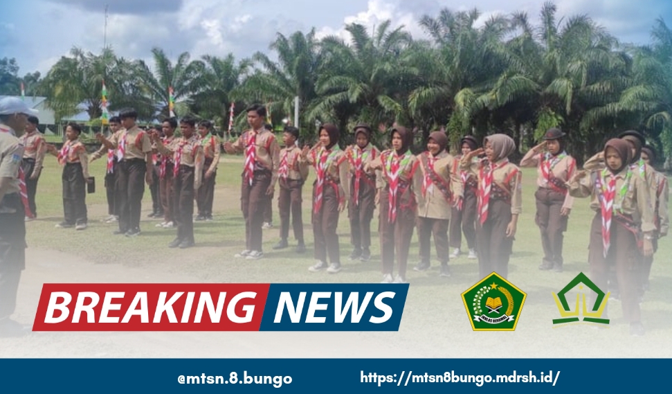 LATIHAN RUTINAN PRAMUKA DI MTSN 8 BUNGO SEKALIGUS MENYAMBUT PRAMUKA MAN 1 BUNGO 