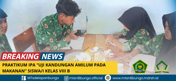 Praktikum IPA Kelas VIII B: Uji Kandungan Amilum pada Makanan