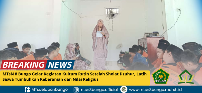 MTsN 8 Bungo Gelar Kegiatan Kultum Rutin Setelah Sholat Dzuhur, Latih Siswa Tumbuhkan Keberanian dan Nilai Religius