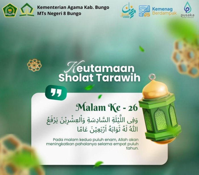 Menghidupkan Malam Ramadhan, MTsN 8 Bungo Ajak Warga Madrasah Memahami Keutamaan Sholat Tarawih Malam ke-26