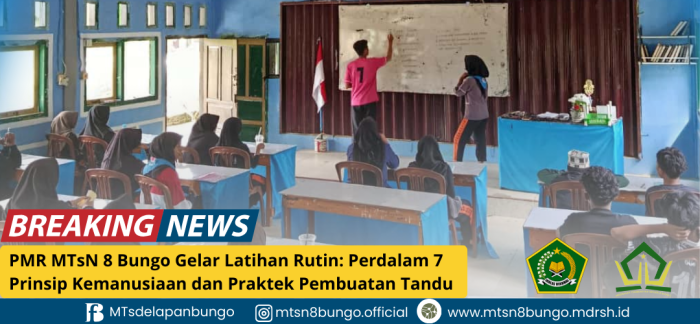 PMR MTsN 8 Bungo Gelar Latihan Rutin: Perdalam 7 Prinsip Kemanusiaan dan Praktek Pembuatan Tandu