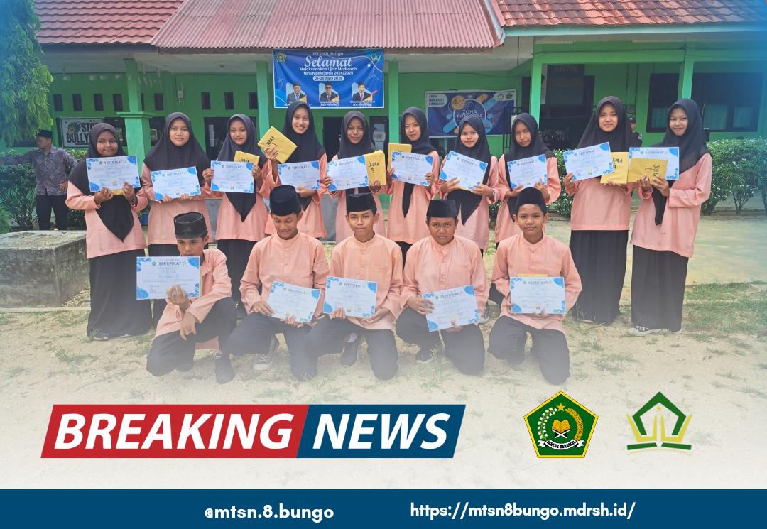 Pembagian Hadiah Classmeeting dan Laporan Hasil Belajar Semester Genap MTsN 8 Bungo Tahun Pelajaran 2024/2025